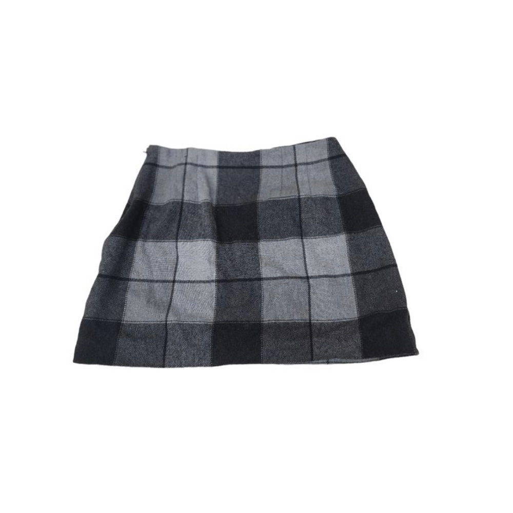 The Limited Black & Gray Plaid A-Line Mini Skirt
